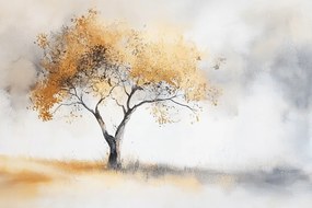 Fotótapéta Flizelina Természet Kilátás Fa Ősz Köd Szürke 208x146 ragasztó