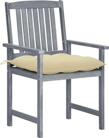 vidaXL 8 db szürke tömör akácfa kerti szék párnákkal