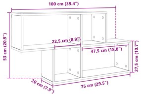 barna tölgyszínű szerelt fa fali polc 100 x 20 x 53 cm