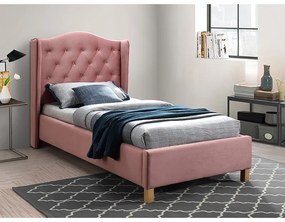 Aspen Bársony ágy 90 x 200 cm, rózsaszín