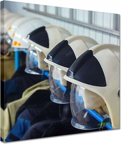 Vászonkép 30x30 Tűzoltó sisakok sora