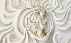 Fotótapéta Arany Elegancia Absztrakt Hullámok Figura Nyugalom 350x250 +ragasztó