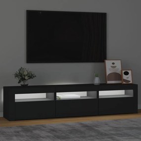 fekete TV-szekrény LED-világítással 180x35x40 cm