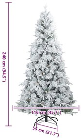 Műanyag Rugalmas Karácsonyfát Havas Flokkal Fehér 240 cm