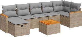 vidaXL 8 részes bézs polyrattan kerti ülőgarnitúra párnával