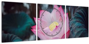Rózsaszín virág képe (órával) (90x30 cm)