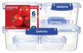 Sistema 6 darab vízálló élelmiszer-tároló doboz KLIP IT PLUS, 2x180 ml, 2x400 ml, 1x1 l és 1x2,2 l