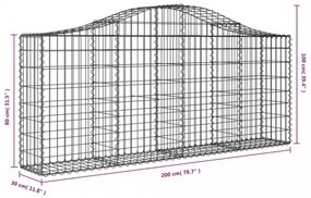 vidaXL 2 db íves horganyzott vas gabion kosár 200x30x80/100 cm
