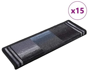 15 db fekete-szürke öntapadó lépcsőszőnyeg 65x21x4 cm