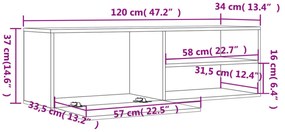 szürke sonoma szerelt fa TV-szekrény 120 x 34 x 37 cm