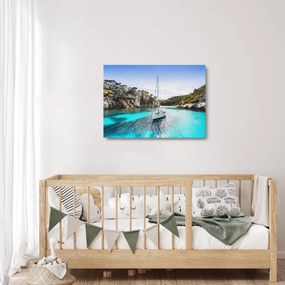 Üveg kép - Strand vitorlással (70x50 cm)