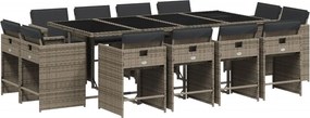 vidaXL 13 részes szürke polyrattan kerti ülőgarnitúra párnákkal