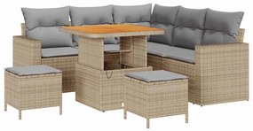 vidaXL Kerti Kanapé Szett 8 pcs Bézs polirattan