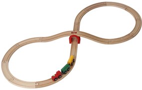 20 részes klasszikus fa játék vonat készlet, híddal vonattal, és 2 vagonnal 102 x 42 cm