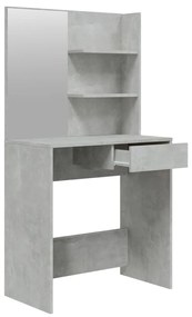 betonszürke fésülködőasztal tükörrel 74,5 x 40 x 141 cm