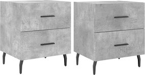 vidaXL 2 db betonszürke szerelt fa éjjeliszekrény 40 x 35 x 47,5 cm