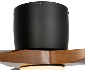 Fekete mennyezeti ventilátor fával 131,5 cm LED-del, fényerőszabályzóval és távirányítóval - Jerri