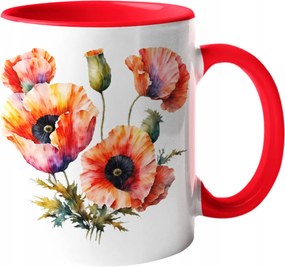 Bögre Csodálatos Mezei Pipacs Csokor Pipacs Kerámia Akvarell 330ml Csomagolás