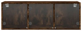 füstös tölgyszínű faliszekrény üvegajtókkal 102 x 37 x 35 cm