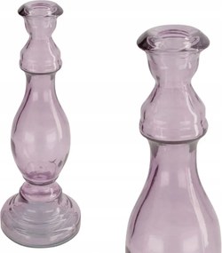 Elegáns újrahasznosított üveg gyertyatartó lila 20 cm lila ajándék