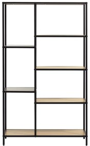 Fekete-natúr színű könyvespolc tölgyfa dekorral 80x146x35 cm Altino – Unique Furniture