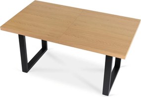 Étkezőgarnitúra: bővíthető asztal 160–260 cm arany tölgy / fekete színkombinációban + 8 db fekete velúr szék – EDWIN / IRYS