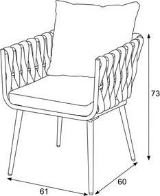 Kerti szék, fém, szövet, szürke, AZC-1105 GREY