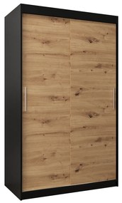 Ruhásszekrény 120 cm Toki (matt fekete + artisan tölgy). 1064809