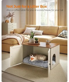 Feandrea macskaalom-bútor elrejtett kialakítással, 80 × 53 × 50 cm, barna és fehér színben