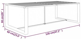 antracitszürke alumínium kültéri étkezőasztal 120 x 60 x 66 cm