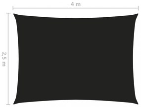 fekete téglalap alakú oxford-szövet napvitorla 2,5 x 4 m