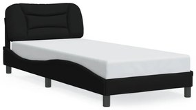 fekete szövet ágykeret LED-ekkel matrac nélkül Hvar 90x200 cm