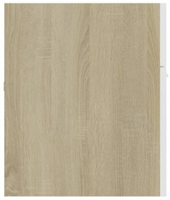 fehér és sonoma tölgy szerelt fa mosdószekrény 100x38,5x46 cm