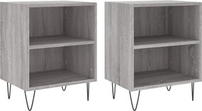 vidaXL 2 db szürke-sonoma színű szerelt fa éjjeliszekrény 40x30x50 cm
