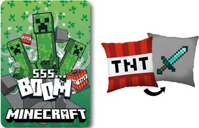 Minecraft Boom TNT polár takaró és párna szett, 2 részes