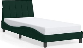 vidaXL sötétzöld bársony ágykeret matrac nélkül Hanko 90x200 cm