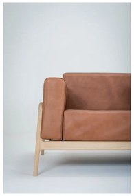 Fawn konyakbarna kanapé bivalybőrből, tömör tölgyfa szerkezettel, 210 cm - Gazzda