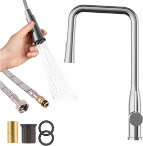 Konyhai csaptelep króm kihúzható kifolyócső álló csaptelep Vector 2 funkció