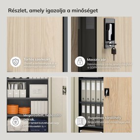 Irodai iratszekrény antracit / sonoma tölgy: Eco Design JAN 900 x 1850 x 400 mm