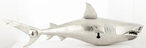 Loyd design ezüstszín falra rögzíthető fém balra úszó cápa faldekoráció 33x103x27cm