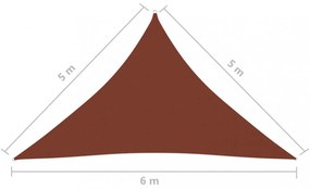 terrakotta háromszög alakú oxford-szövet napvitorla 5 x 5 x 6 m