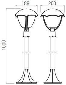 Lámpa Kerti lámpatest GRANDE-P, E27, MAX.60W, IP54, AC220-240V, 50-60Hz, pillér 1 m, fekete