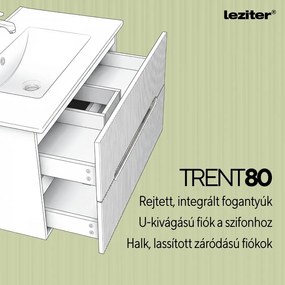 Trent Fürdőszobabútor 80 cm kerámia mosdóval (2 fiókos) tükörrel 60x80 cm világoszöld