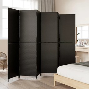 fekete 6-paneles polyrattan térelválasztó