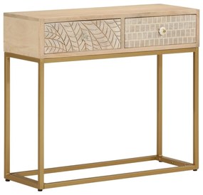 tömör mangófa és vas tálalóasztal 90 x 30 x 76 cm