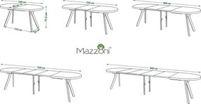 Mazzoni Ovális bővíthető étkezőasztal EXPANSO Kasmír