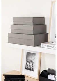 Szürke fedeles dekoratív karton tárolódoboz szett 3 db-os 42,5x29,5x13 cm Kian Paper Laminate – Bigso