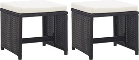 vidaXL 2 db fekete polyrattan kerti ülőke párnával