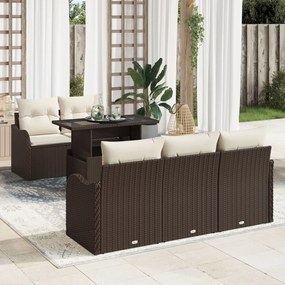 Kerti Kanapé Szett 6 pcs Barna 100 x 55 x 73 cm Poli rattan