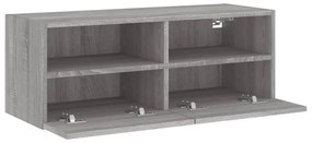 szürke sonoma színű szerelt fa fali TV-szekrény 80 x 30 x 30 cm